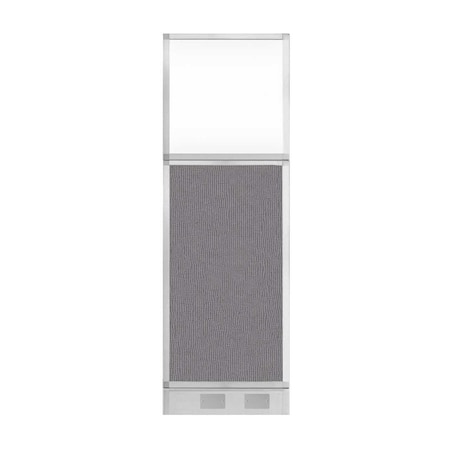 Versare Hush Panel Configurable Cubicle Partition 2' x 6' Slate Fabric Clear Window w/ Cable Channel 1856219-2